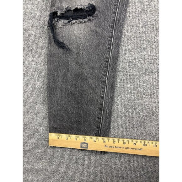 Levis 501 CT Jeans Mens 26x32 Black Distressed Tapered Button Fly Denim Ripped - Picture 6 of 11